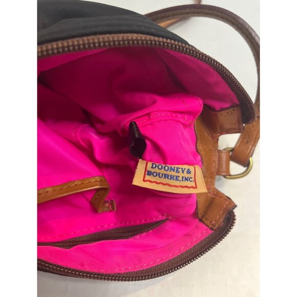 Dooney & Bourke Crossbody Bag In Black & Pink Nylon With Leather Trim and charm - Picture 5 of 13